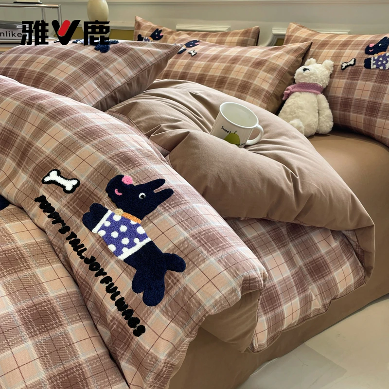 全棉加厚磨毛床上四件套纯棉学生宿舍单人床单被套三件套床上用品