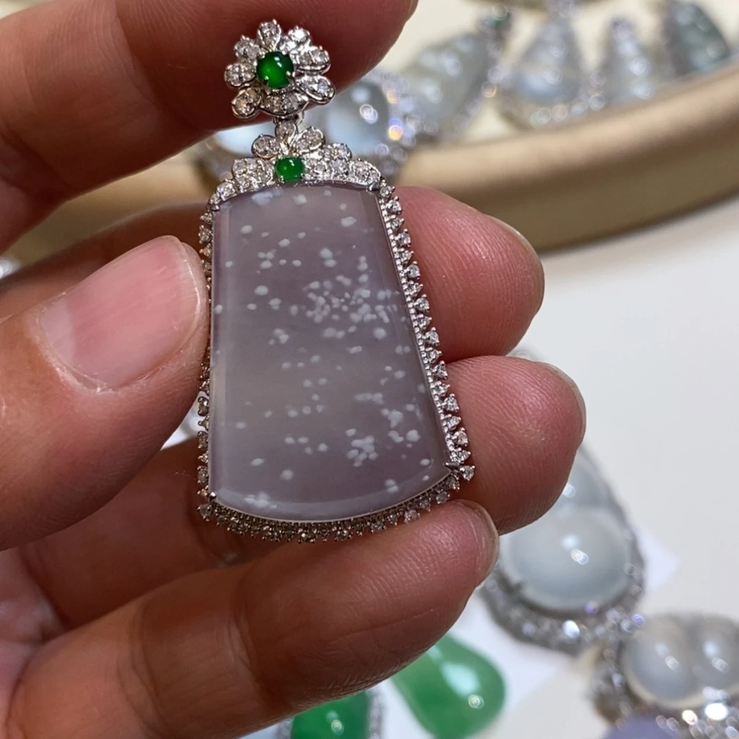 翡翠18K金镶嵌吊坠(不含链)无事牌