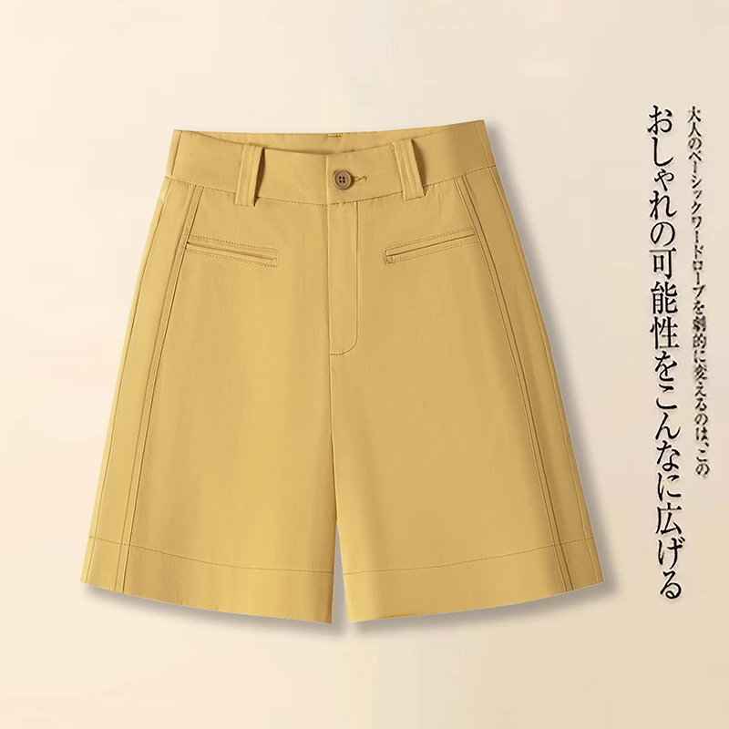 时尚休闲显瘦休闲短裤2025夏季新款高腰显瘦阔腿裤百搭A摆裤子