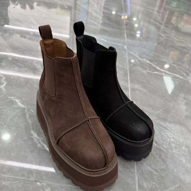 秋季高跟欧美风法式马丁靴女靴休闲鞋厚底短筒