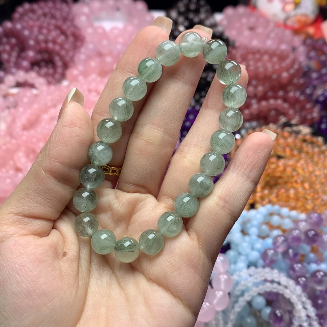 水晶手链未镶嵌绿发晶卡8.5+