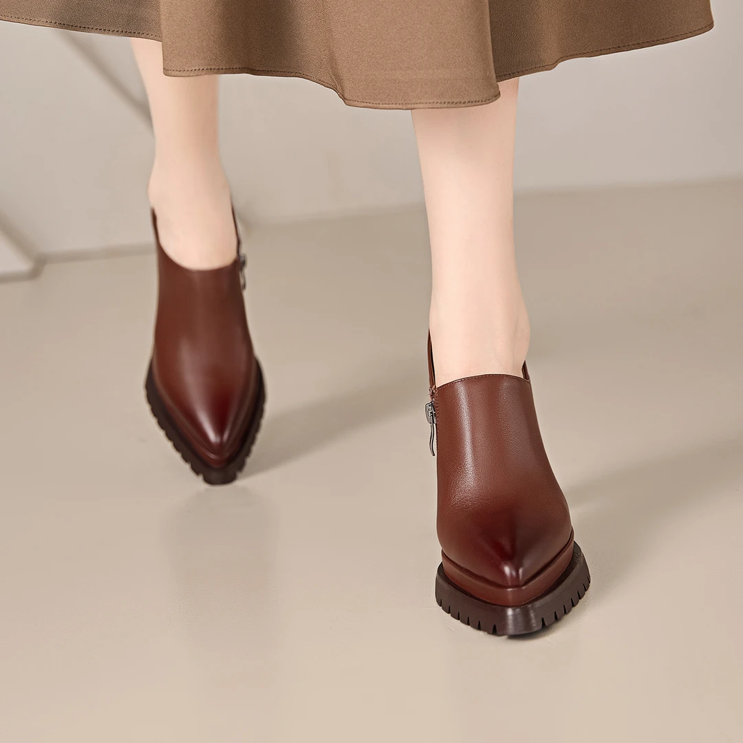 AACCK手工女鞋10.5CM尖头深口单鞋女2025秋新款超高跟防水台女鞋