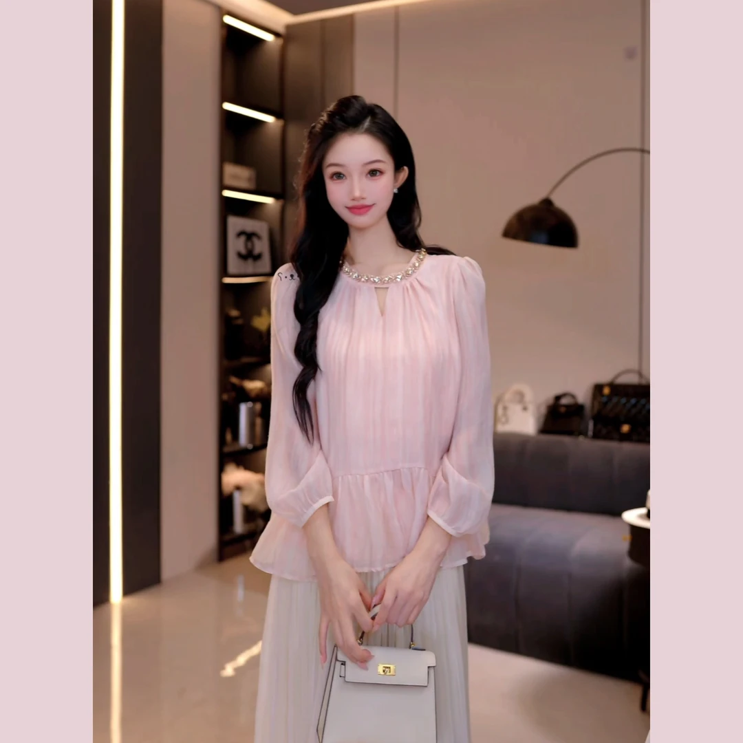 法式轻奢气质氛围感早秋新款上衣前后两穿宽松显瘦温柔衬衫女