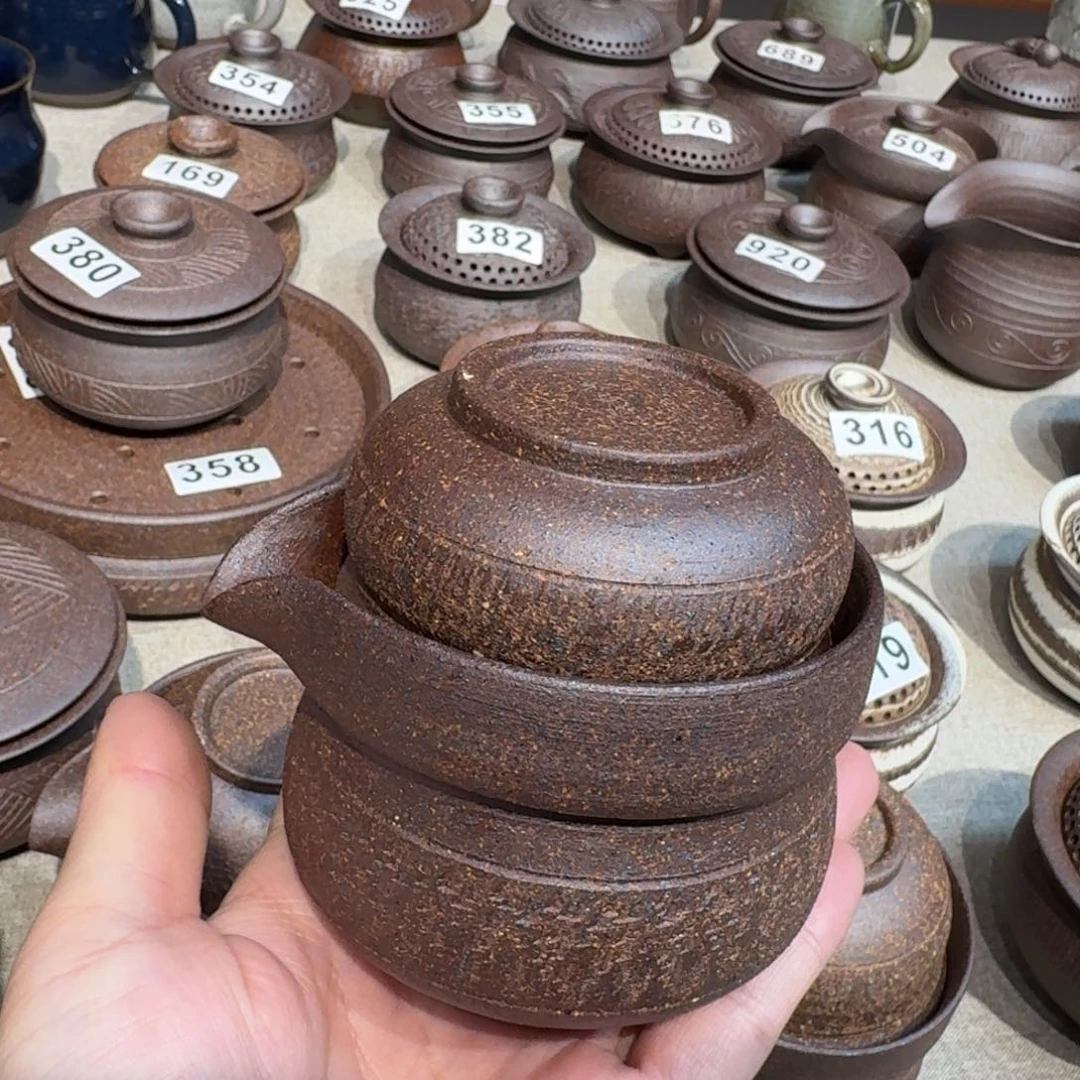 陶粗瓷茶具素色盖碗