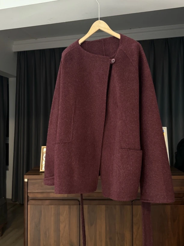 【4037】高定设计师双面羊绒大衣外套