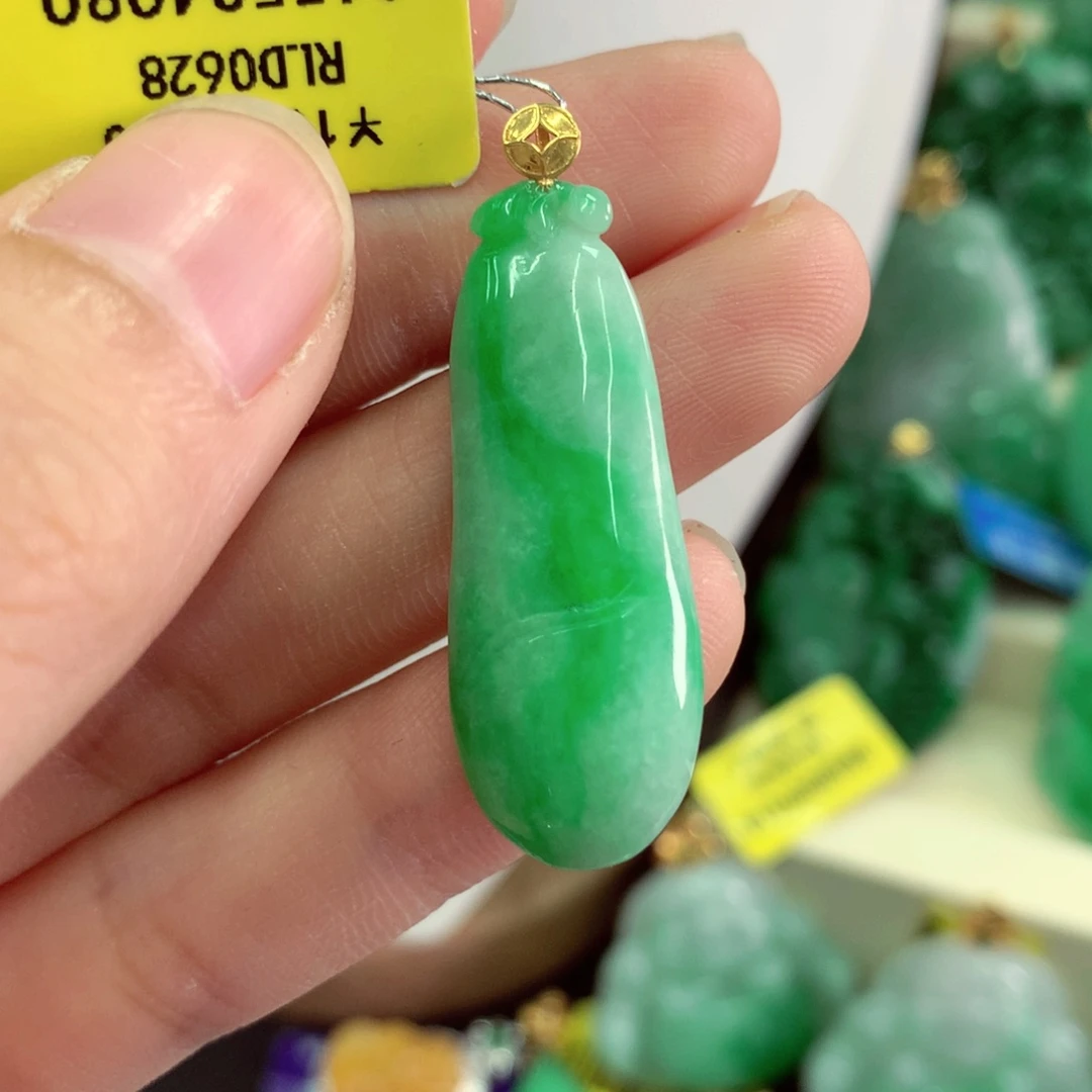 翡翠18K金镶嵌吊坠(不含链)
