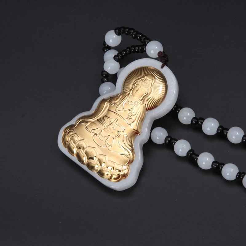 金丝玉观音吊坠金石英质玉-赠链+证书+礼盒ZY