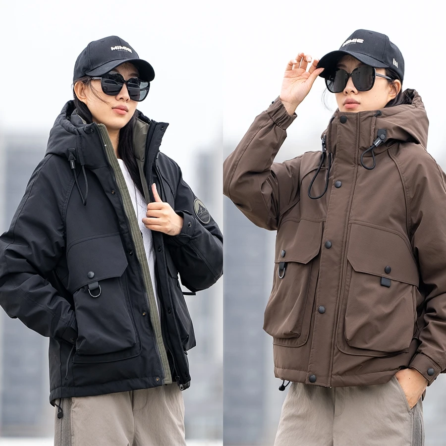 12166男连帽加厚羽绒服设计师工装户外大口袋青年上衣外套羽绒服