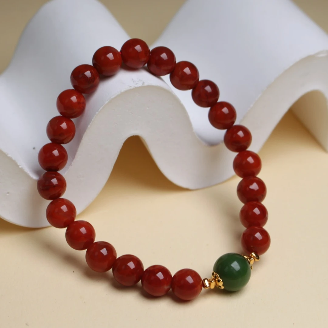 南红瓦西火焰纹碧玉手串7-8mZK23111306