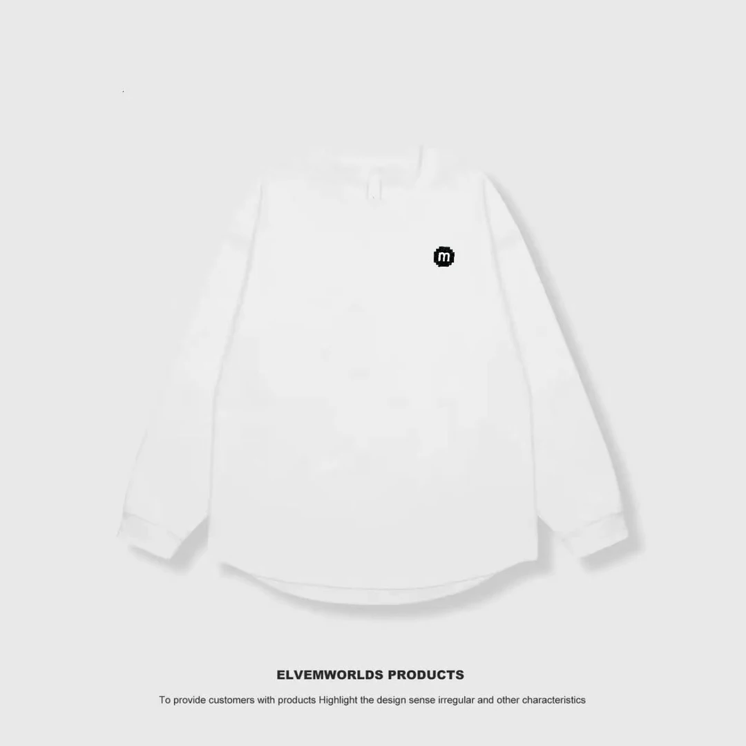 春款薄纯色时尚小m标百搭套头创意休闲卫衣长T库M002*东2