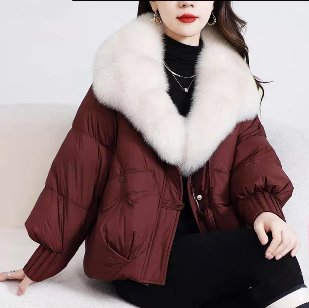 （奥利安娜）新款鸭绒服防风保暖女款爆款大毛领冬季时尚短款-8515