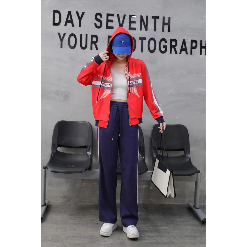 (编号25)2025春季时尚减龄遮肉连帽百搭休闲宽松上衣套装-911/912