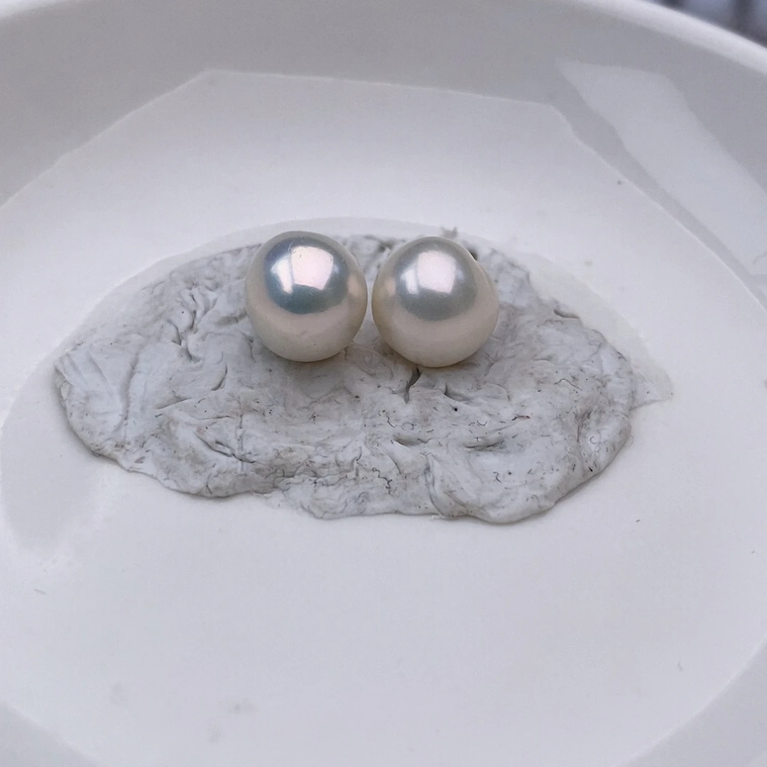 耳饰银S925镶嵌淡水珍珠