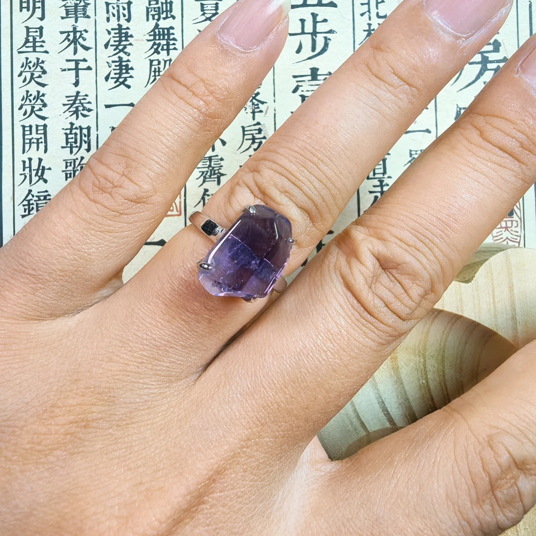 QQ01超七水晶戒指,原石原创时尚设计简约素款