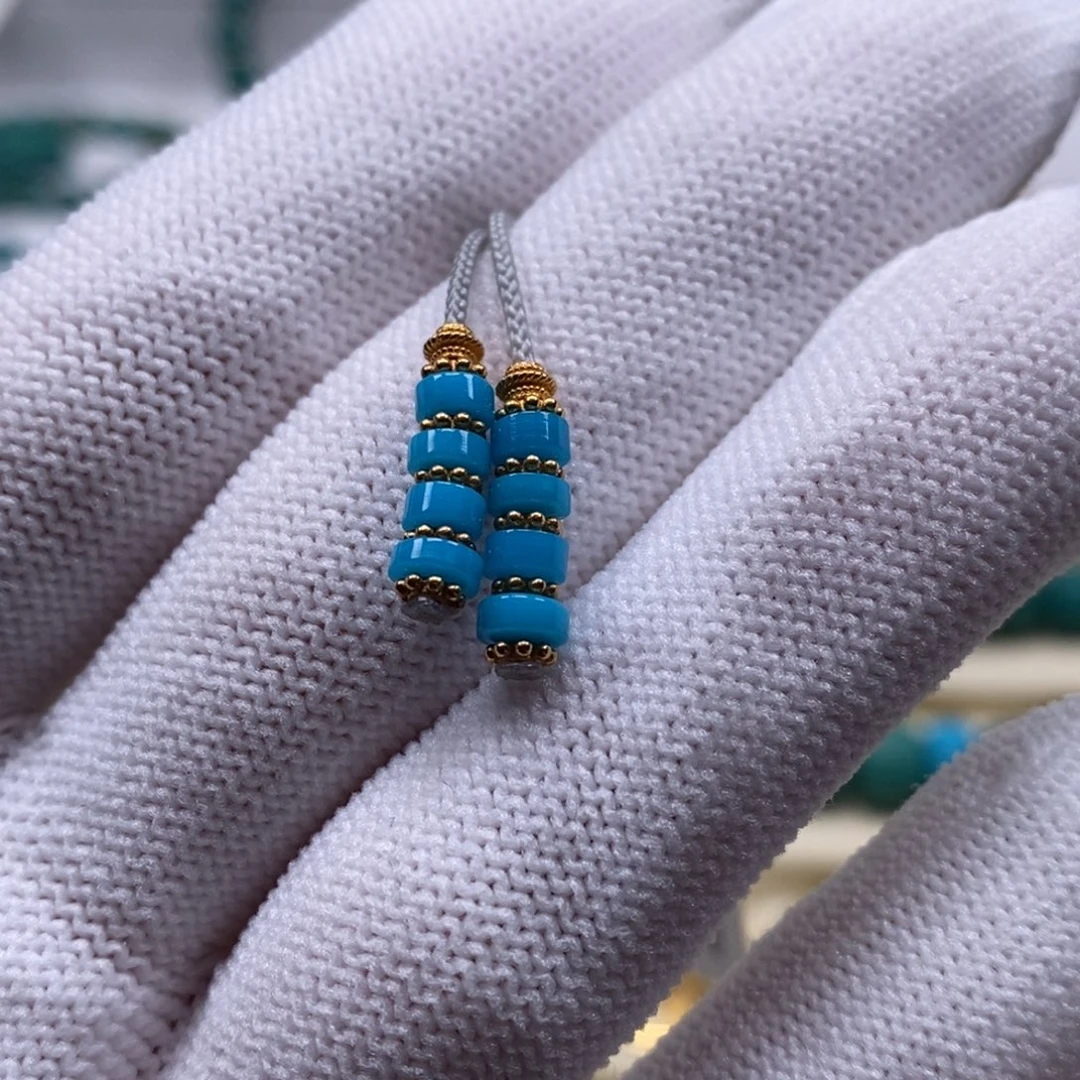 绿松石18K金镶嵌珠宝奇石弟子珠4mm