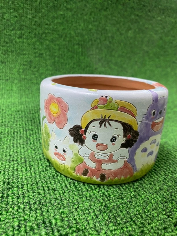 手绘多肉花盆默认微瑕，内口8.5高6.5