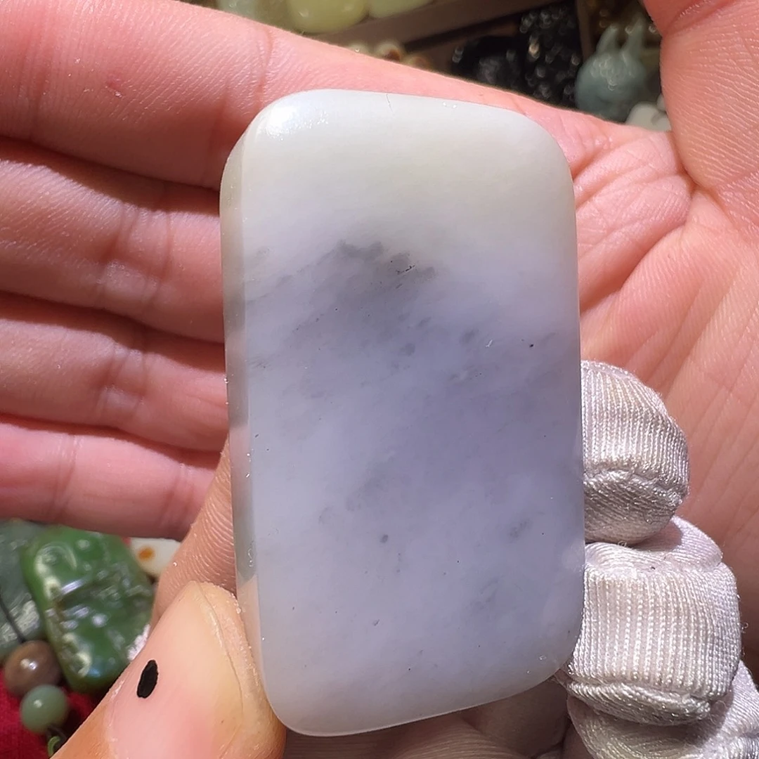 和田玉未镶嵌颈饰新疆黑山淡墨意境青花无事牌爆油47.5g