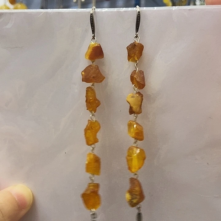 蜜蜡未镶嵌耳饰蜜蜡