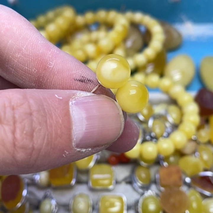 蜜蜡裸石银S925镶嵌耳钉