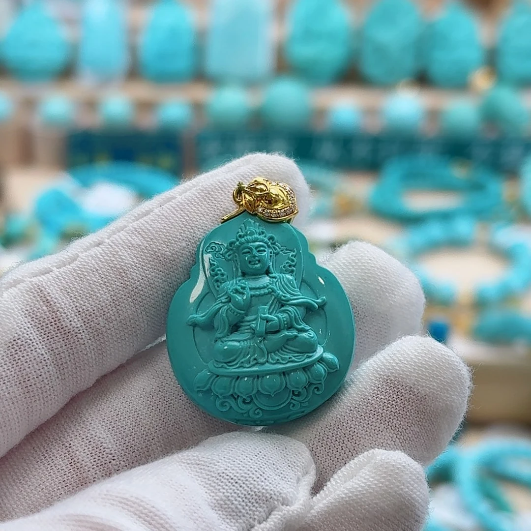 绿松石18K金镶嵌珠宝奇石