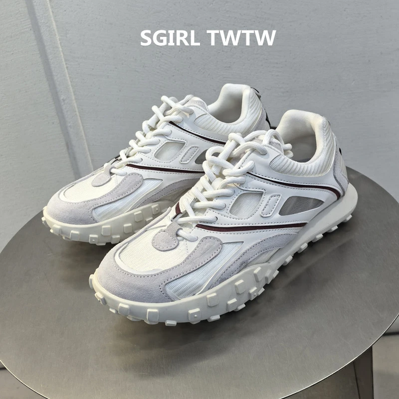 2025年春季新款SGIRL TWTW真皮网布防滑透气时尚休闲鞋圆头低帮鞋