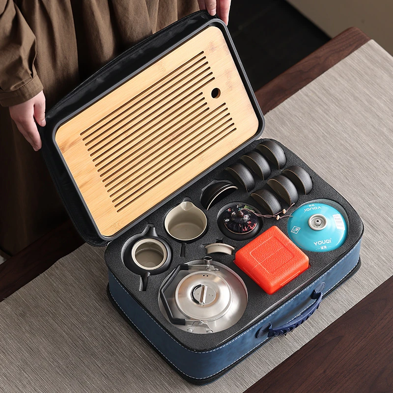 户外露营围炉煮茶便携式旅行茶具套装烧水壶一整套野外车载陶瓷