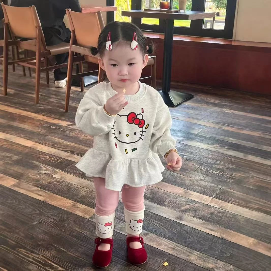 A-Y160春秋款女童可爱卫衣裙打底裤套装