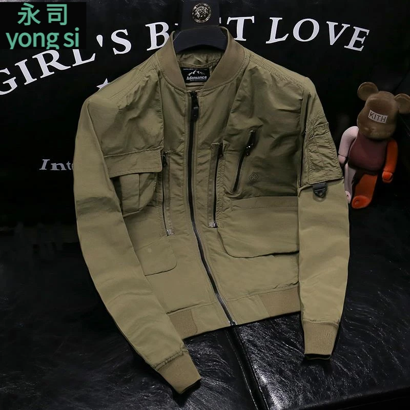 潮牌痞帅棒球服外男套2025春秋新款青年工装休闲多口袋飞行员夹克
