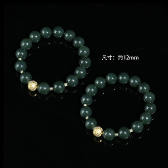 V姐|心选|和田玉青玉圆珠设计手串 12mm-AA10010