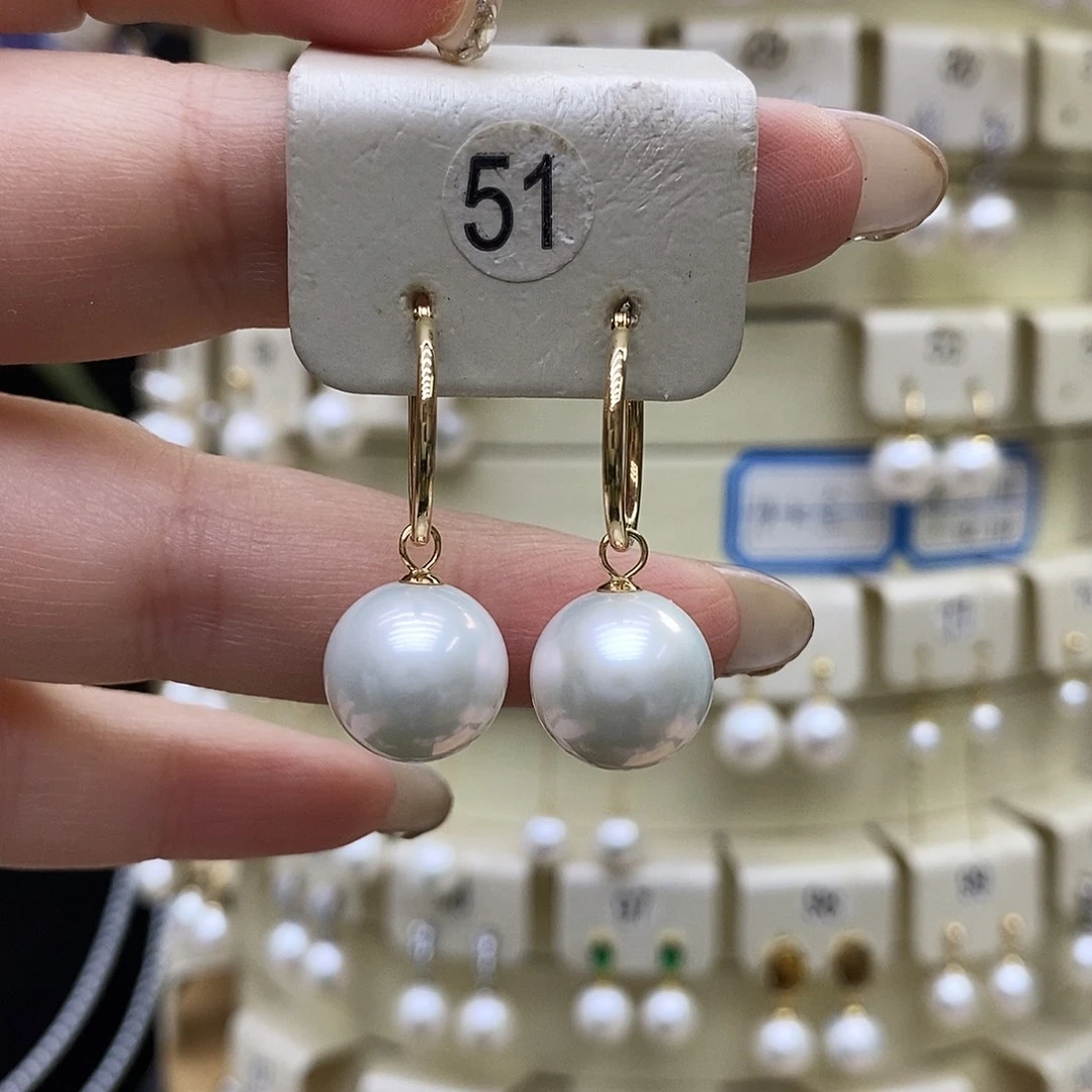 淡水珍珠耳饰18K金镶嵌