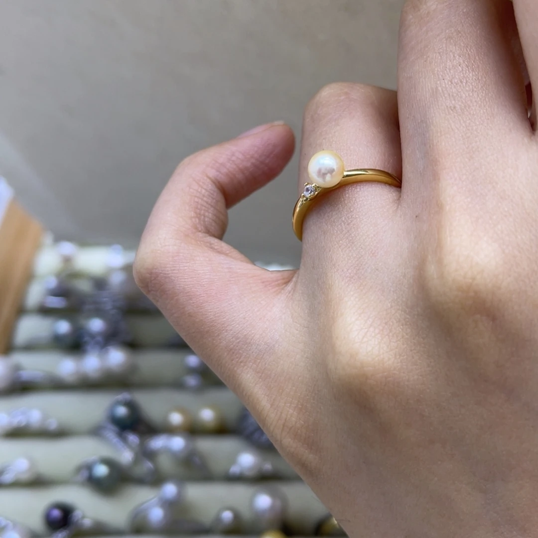 海水珍珠戒指银S925镶嵌