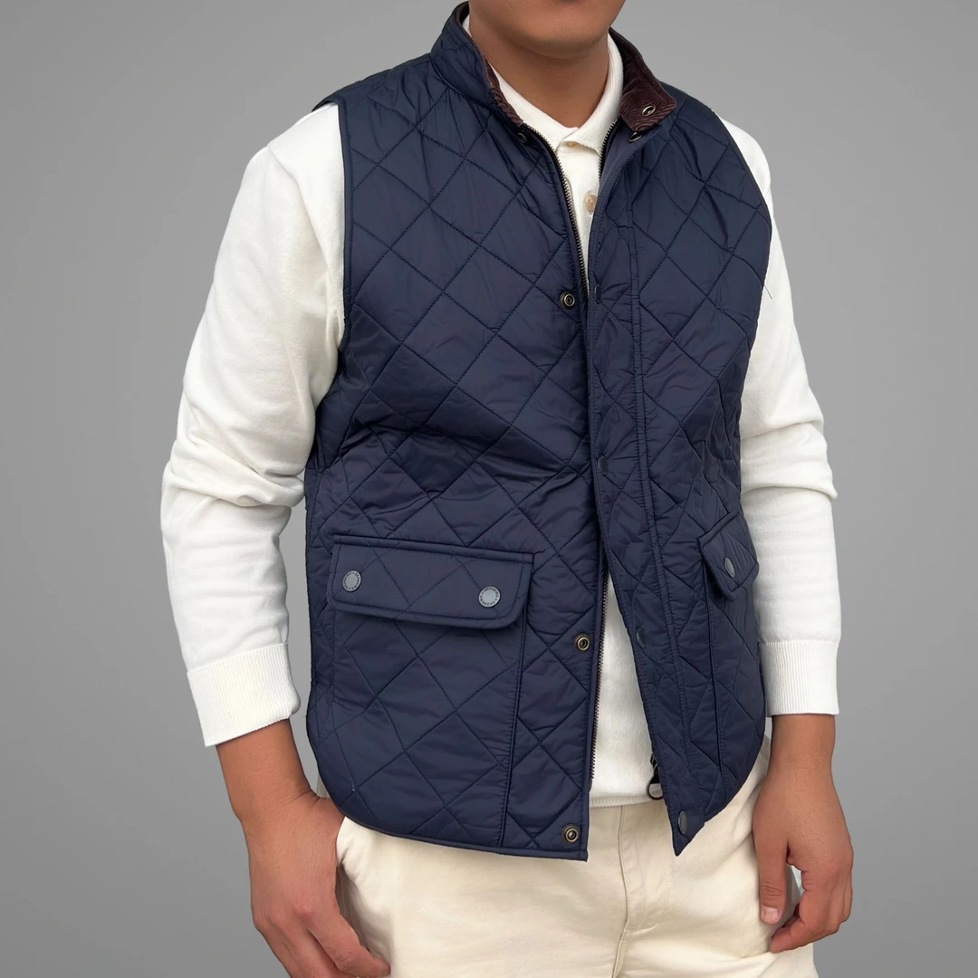 ZUOGUYOUPU 灯芯绒Dom加棉绗缝马甲菱格夹棉户外立领马甲BBR同款