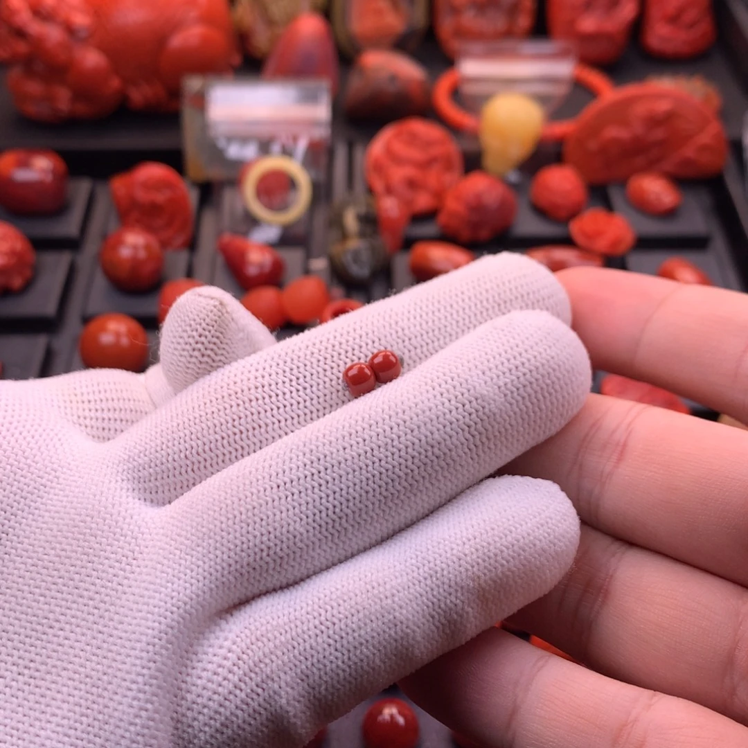 南红玛瑙未镶嵌川料原矿满色满肉老型对珠5mm