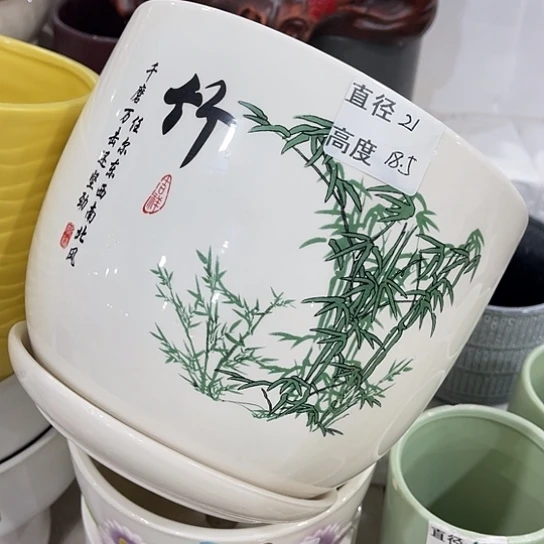 多肉绿植陶瓷花盆9.9包邮，有孔