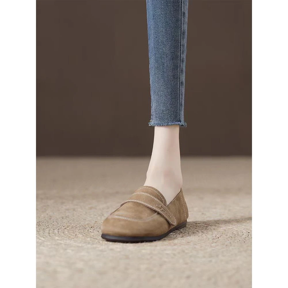 复古文艺头层牛皮真皮单鞋2024年春季新款女平底舒适软底潮5618