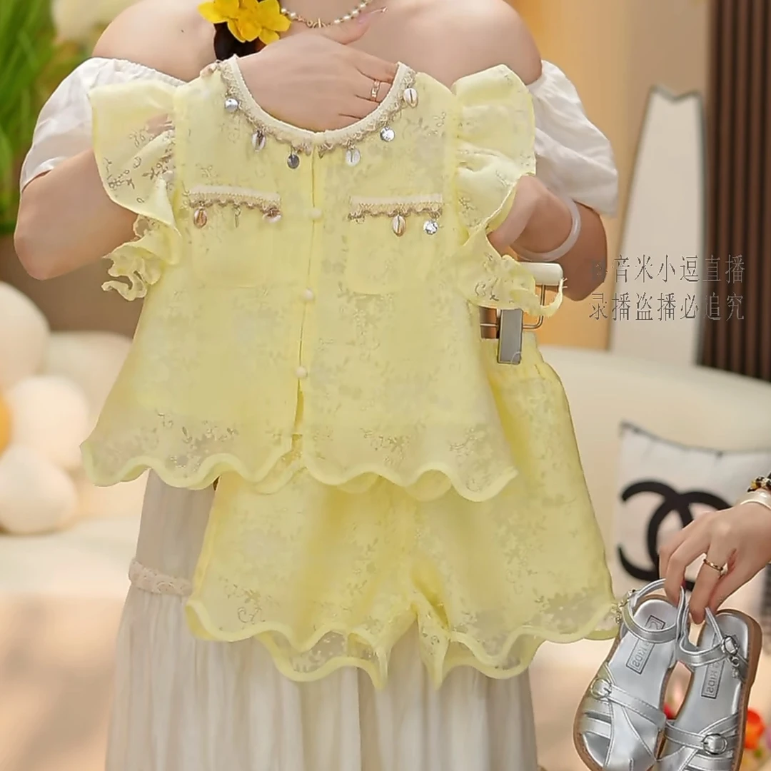 【米小逗家】女童套装2025夏季新款洋气娃娃衫裙裤时尚上衣裙子R095