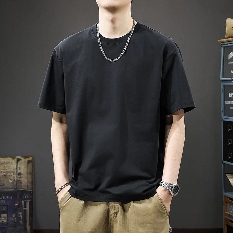 LOzP夏季新款凉感速干男士短袖t恤美式休闲纯色体恤宽松大码百搭