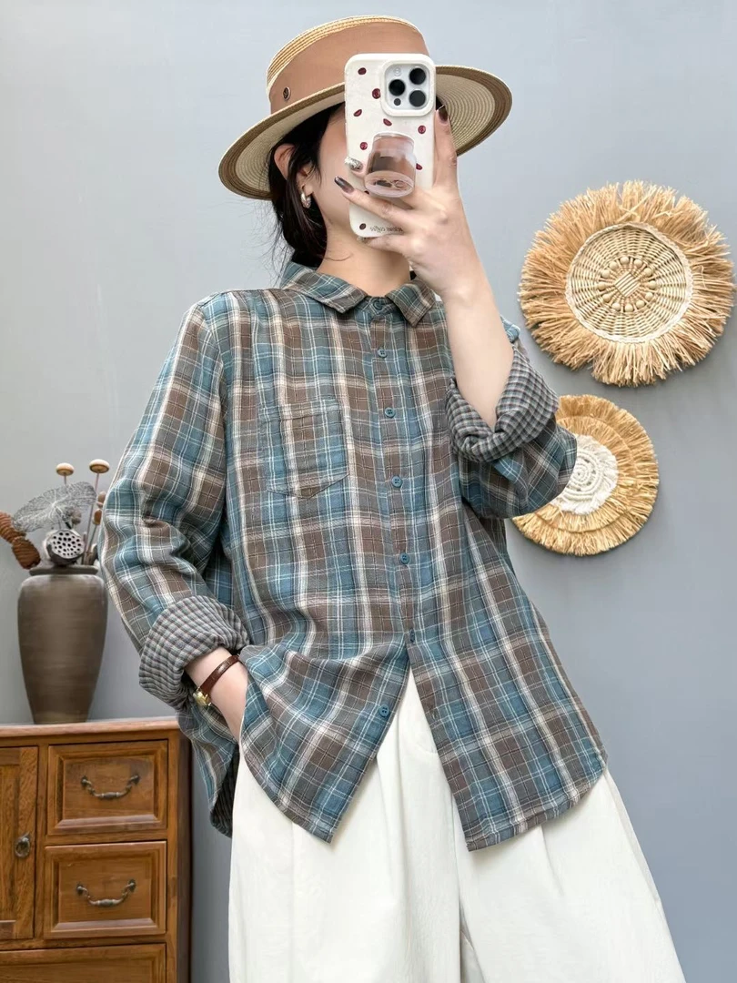 【阅初】春季新款全棉衬衫内穿外搭都好看气质文艺休闲百搭长袖衬衫