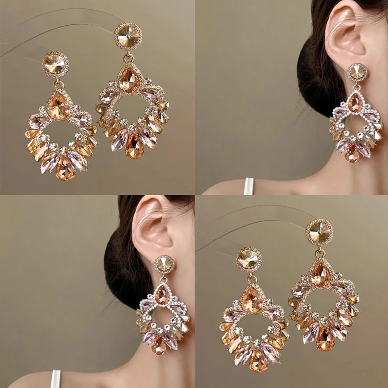 宫廷风璀璨几何耳环女款法式复古奢华高级感耳钉夸张设计绝美耳饰