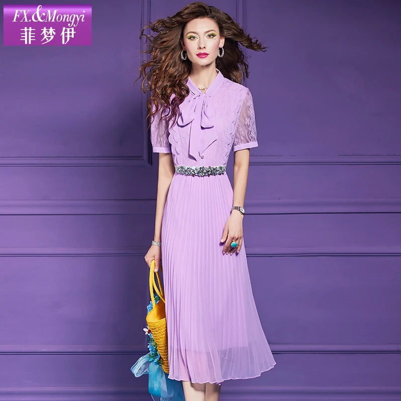 菲梦伊夏季新款复古蕾丝高贵优雅名媛气质显瘦女时尚连衣裙63050