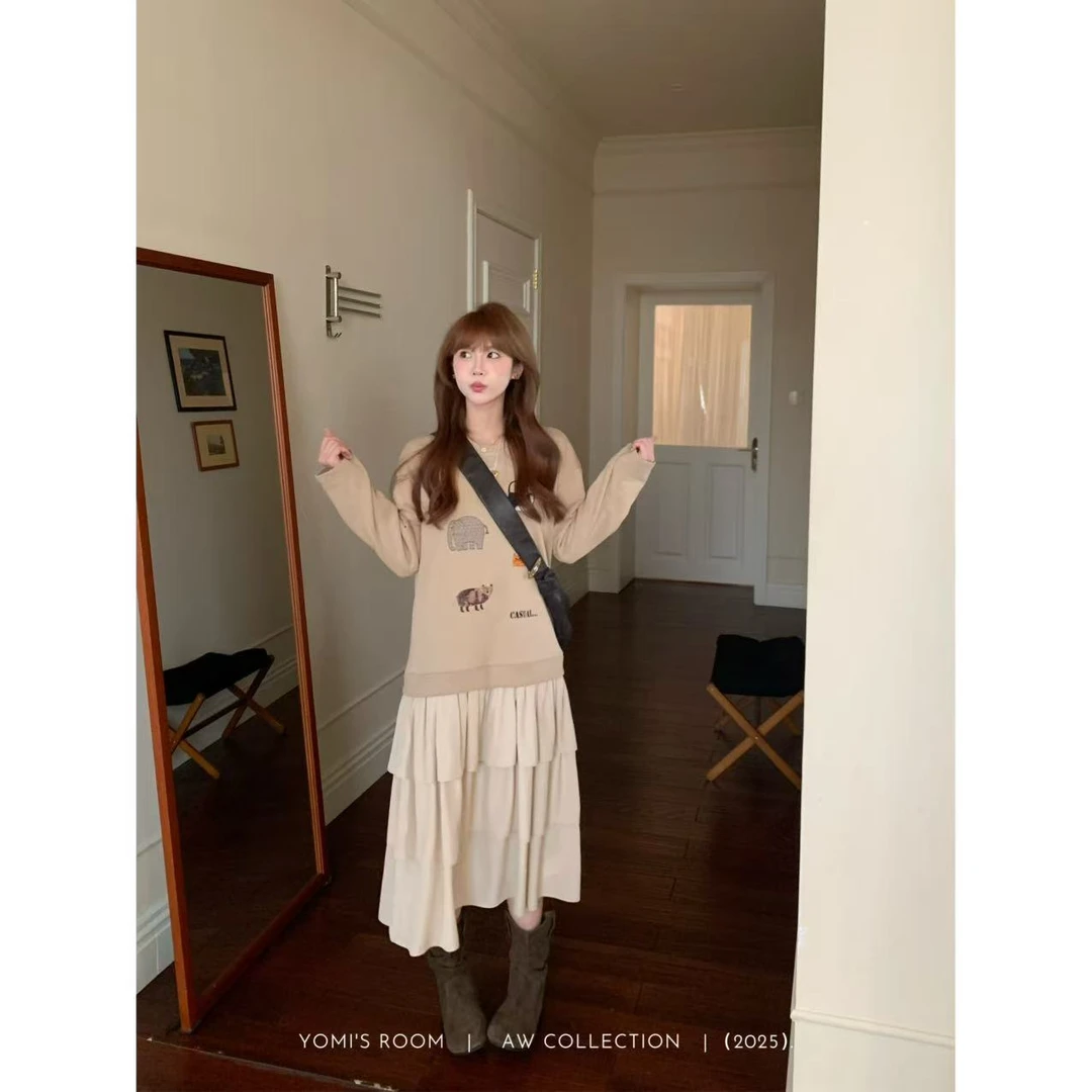 【现货】YOMI小个子【星芒缀衣】休闲卫衣连衣裙温柔气质秋季显瘦显白