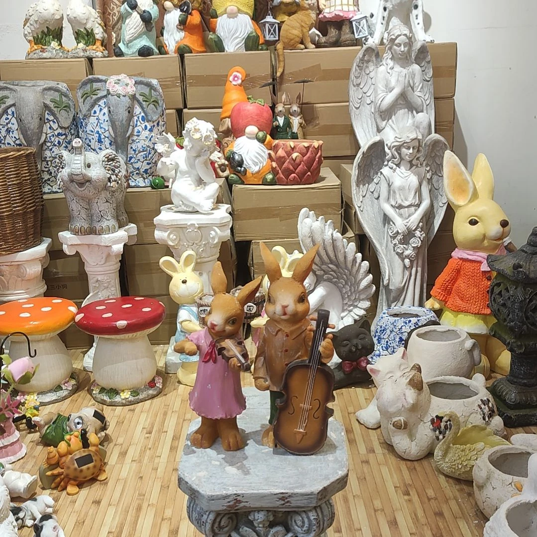 合成树脂树脂拉琴兔子一对