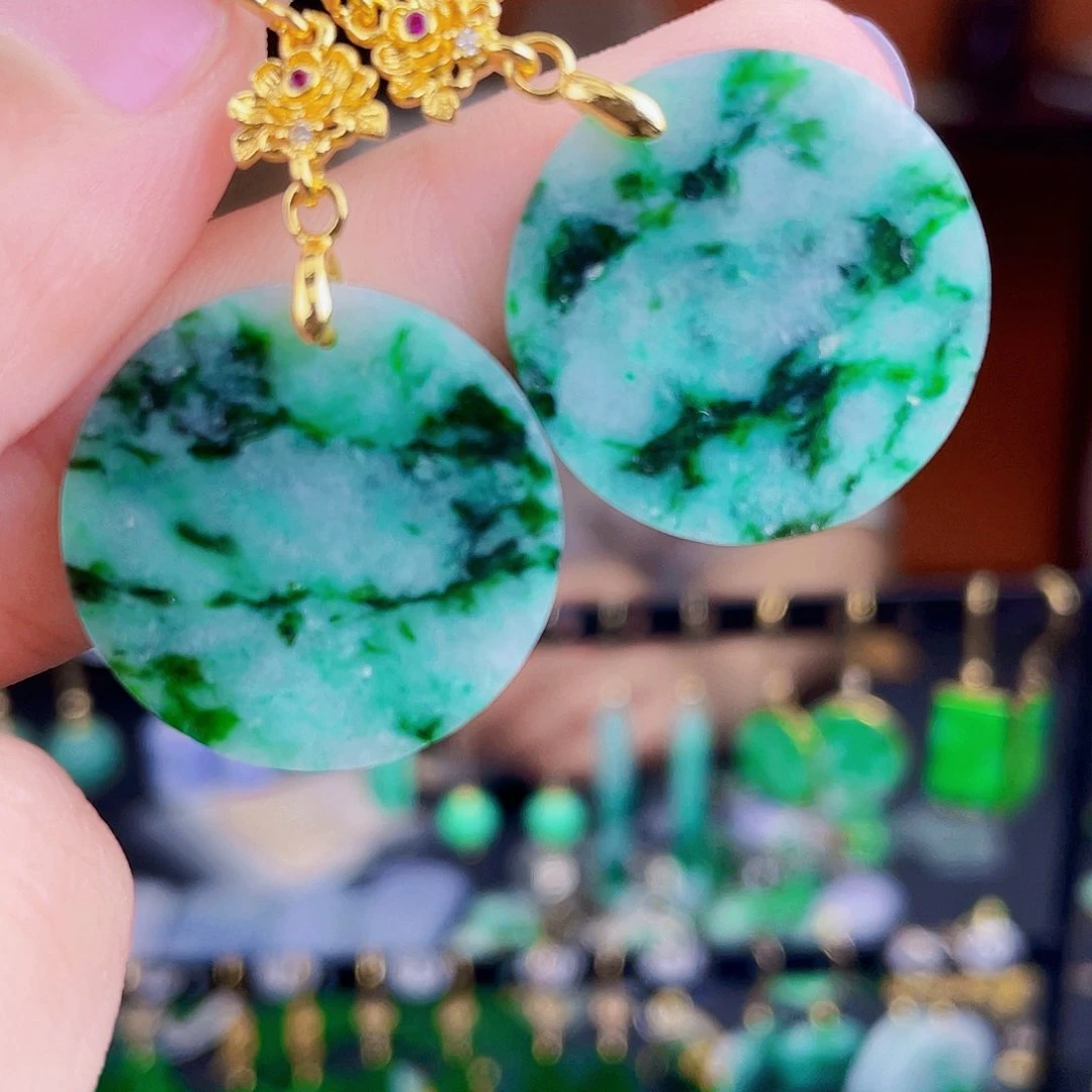 翡翠未镶嵌耳饰饰品