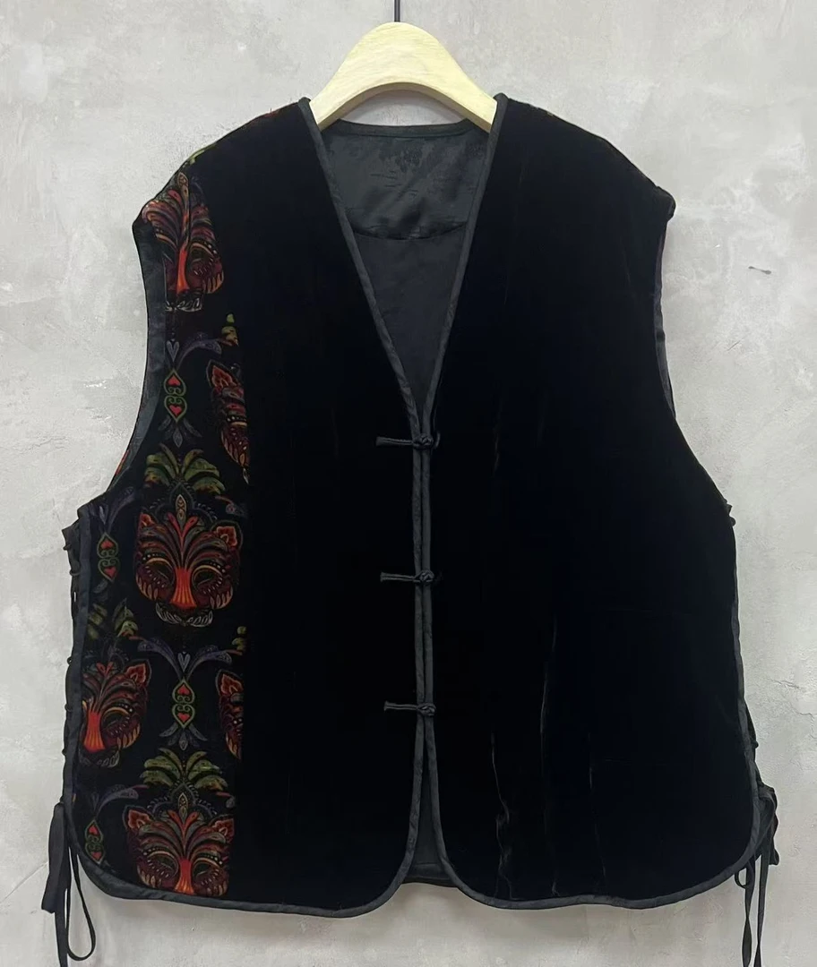 木木分享（古蘭木）GB3919百搭做旧均码拼接秋冬季女款盘扣女款马甲