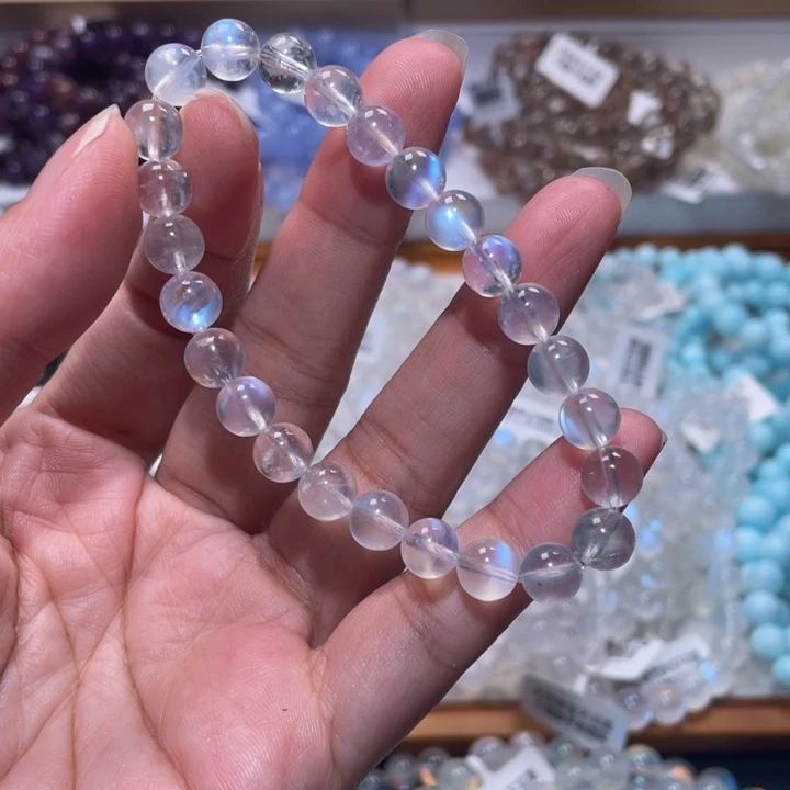 手链未镶嵌长石眼***光蓝月光手链7.5mm