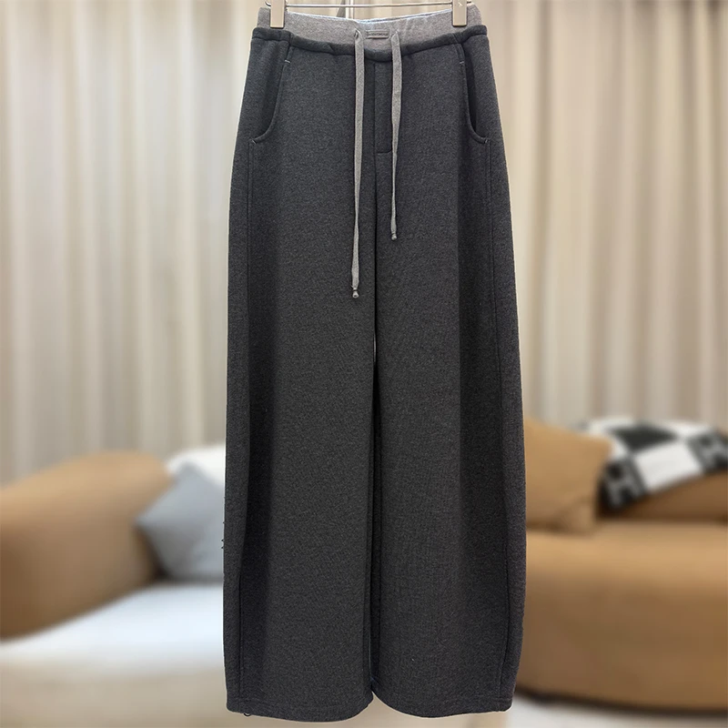 zaw大码女装撞色束脚运动裤秋冬加绒加厚胖mm显瘦款休闲卫裤25502