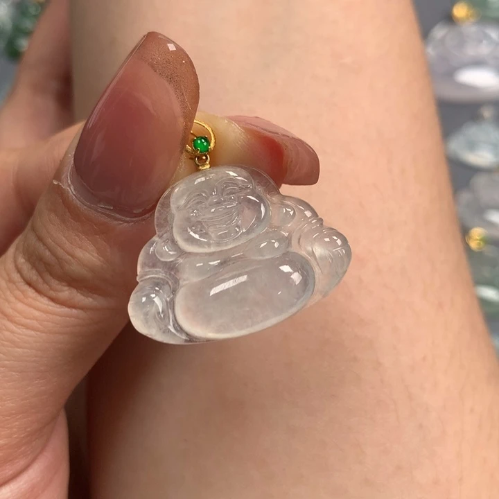 翡翠18K金镶嵌颈饰27-4.5-20冰佛公