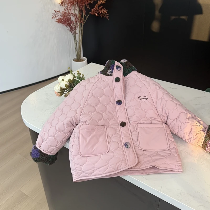 【现货】leomama童装女童加厚冬装棉服新款儿童双面穿碎花棉袄外套