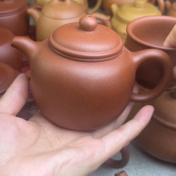 茶壶紫砂原矿红降坡匏尊精工半手260cc