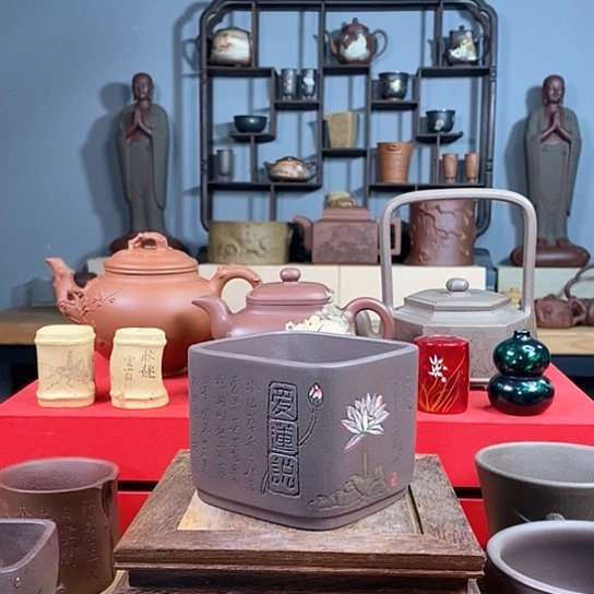 紫砂茶杯炫*四方爱莲说